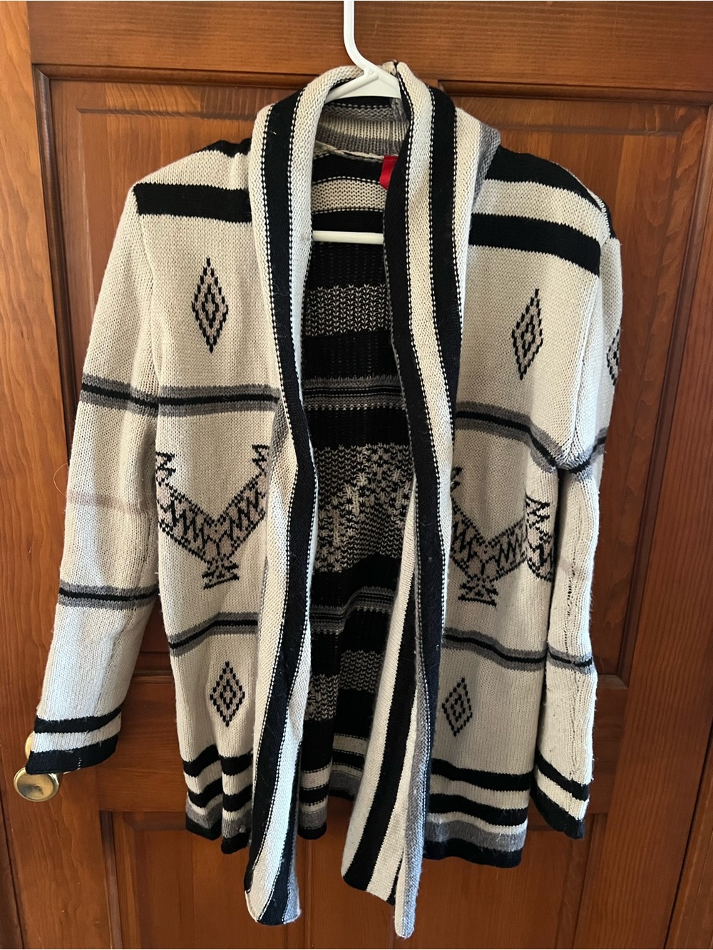 BB Dakota Black and White Aztec Open-Front Sweater Cardigan